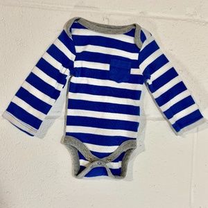 Cloud Island Long Sleeve Blue White Striped Onesie